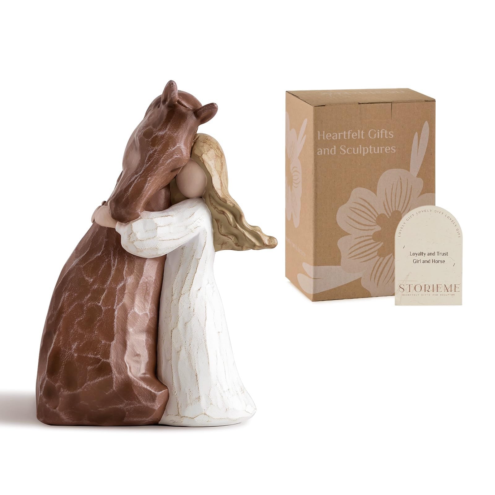 Storieme Pferde Mädchen Geschenk für Erwachsene – Handbemalte Schutzengel Figur als Deko für Wohnzimmer, Pferd Geschenke für Pferdeliebhaber zu Geburtstag Weihnachten Freundschaft