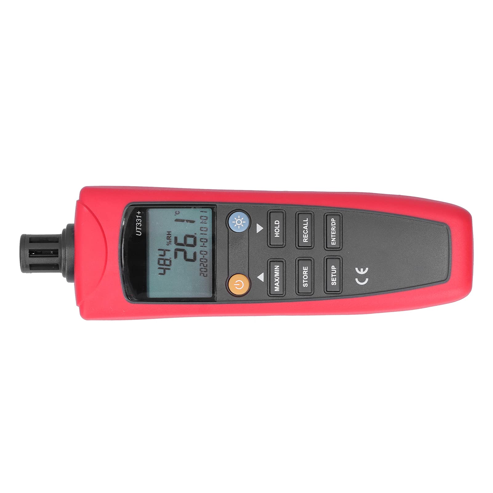 lyrlody Termómetro Digital UT331 Plus Medidor de Humedad y Temperatura ABS Higrómetro de 4 a 158 F con Punto de Rocío Bombilla Húmeda Retención de Datos Exportación USB para Uso en Laboratorio en