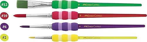Miniatura 2 de Faber-Castell Juego de pinceles de pintura de agarre suave, pinceles de pintura para niños, 4 pinceles surtidos para acuarela y pintura al temple