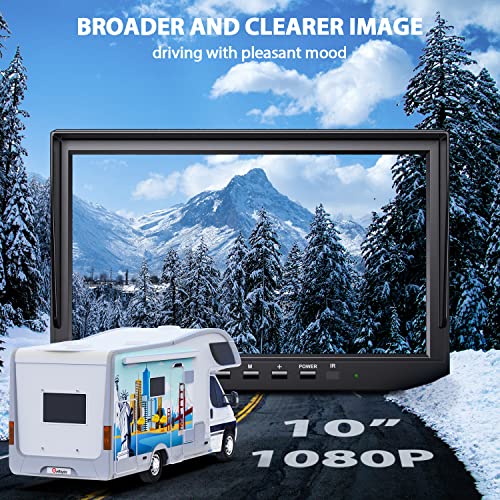 Image of eRapta HD 1080p Backup Camera System Kit,10-inch Reversing Monitor with Quad Split Recording IP69 Waterproof, Rear View Side View Cameras, Backup Camera for RV Truck /Trailer /Tractor /Box /Camper AYX104