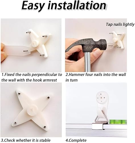 Miniatura 3 de Dianrui Juego de 66 ganchos para colgar cuadros, ganchos de pared de hormigón para paredes de estuco, hormigón y ladrillo, sin rastro, ganchos