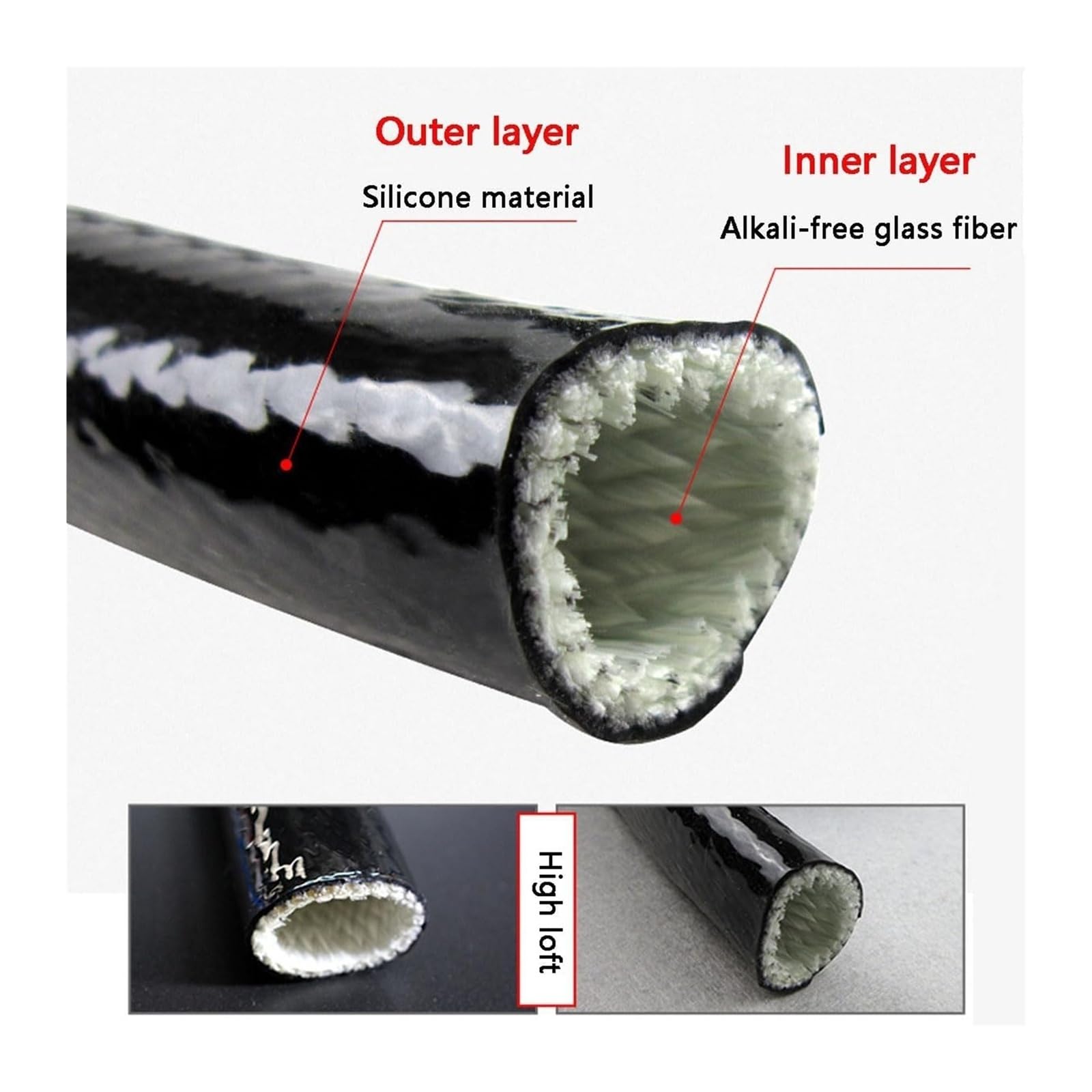 Manguito protector térmico, manguito de fibra de vidrio de 1 m, manguito protector térmico de fibra de vidrio recubierto de silicona for mangueras y cableado eléctrico(35mm)