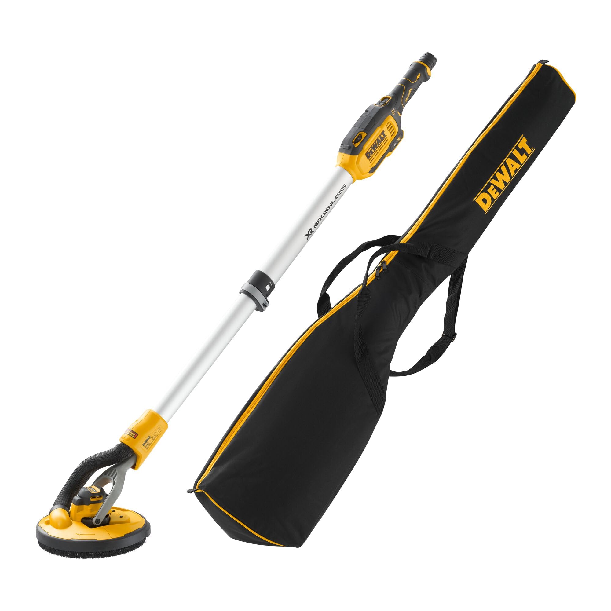 Dewalt DCE800NB Cordless Drywall Grinder, 18 V (Brushless Motor, Speed Adjustment via Knurled Wheel, Extendable Telescopic Shaft, AirLock Compatible, Includes 3 x Sanding Grille and
