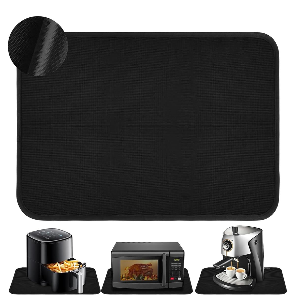 耐熱マット キッチン 耐火マット 調理台保護 シート 台所マット 防水 耐熱500℃ キズ防止 汚れ防止 台所保護敷物 滑り止め 折りたたみ可能 携帯便利 繰り返す使え ノンフライヤー、コーヒーメーカー、ブレンダー、電子レンジ用 40 x 60 cm
