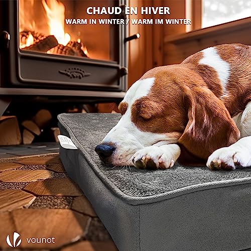 VOUNOT Orthopädisches Hundebett mit Abnehmbarer Kühlmatte, 2 in 1 Hundekissen Kleine Hunde, Waschbare Hundematte, Grau 76x51x9 cm