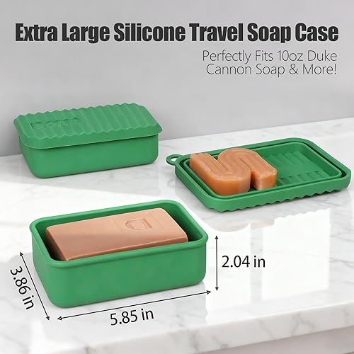 Miniatura 2 de Estuche de viaje extra grande a prueba de fugas para champú y acondicionador con capa de drenaje, mantiene el jabón seco, para viajes prolongados,