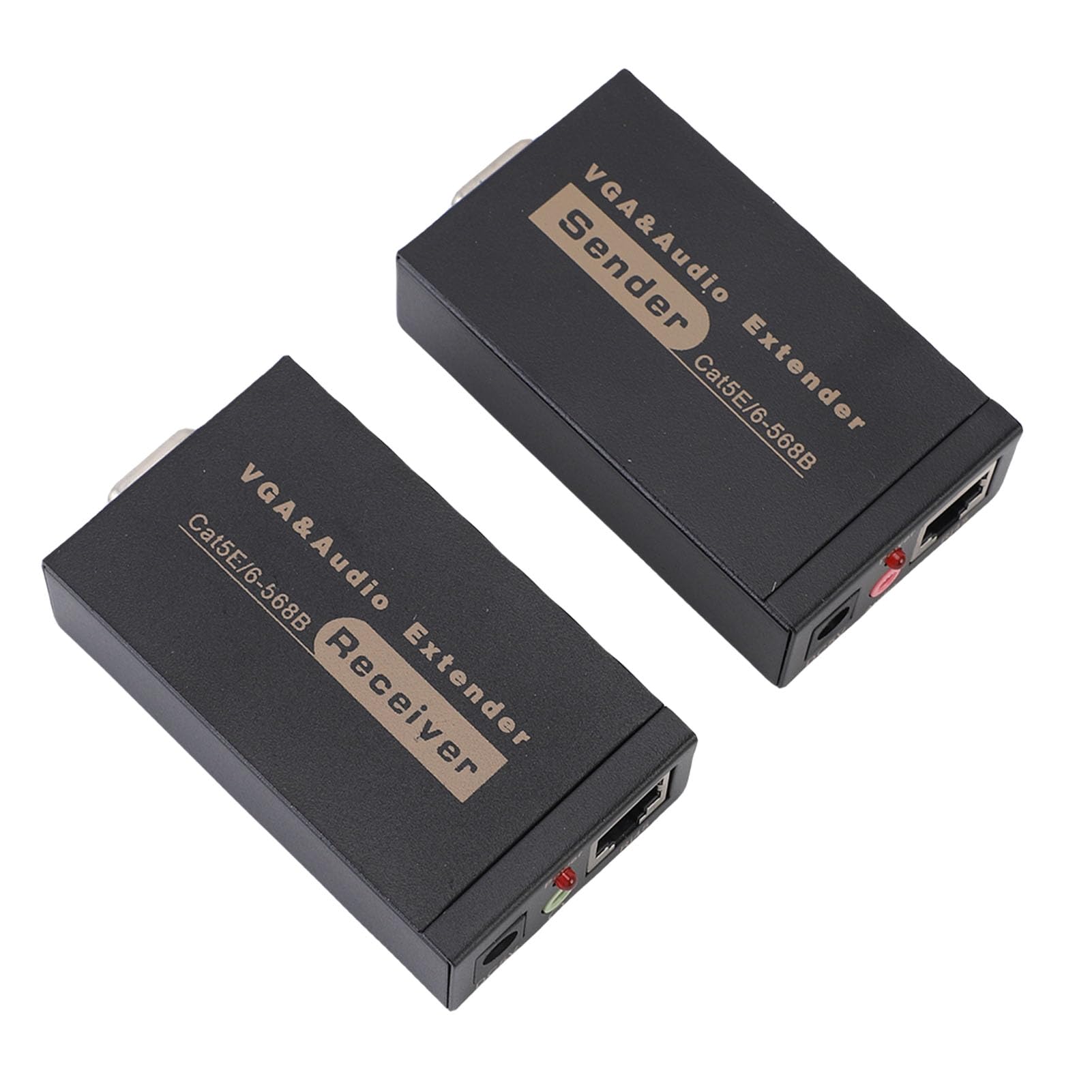 Annadue VGA su Ethernet Extender, 328ft/100m da VGA a HDB15-F, RJ45, Sound DC3.5, Trasmettitore VGA e Ricevitore (1 Mittente +1 Ricevitore) (Spina europea)