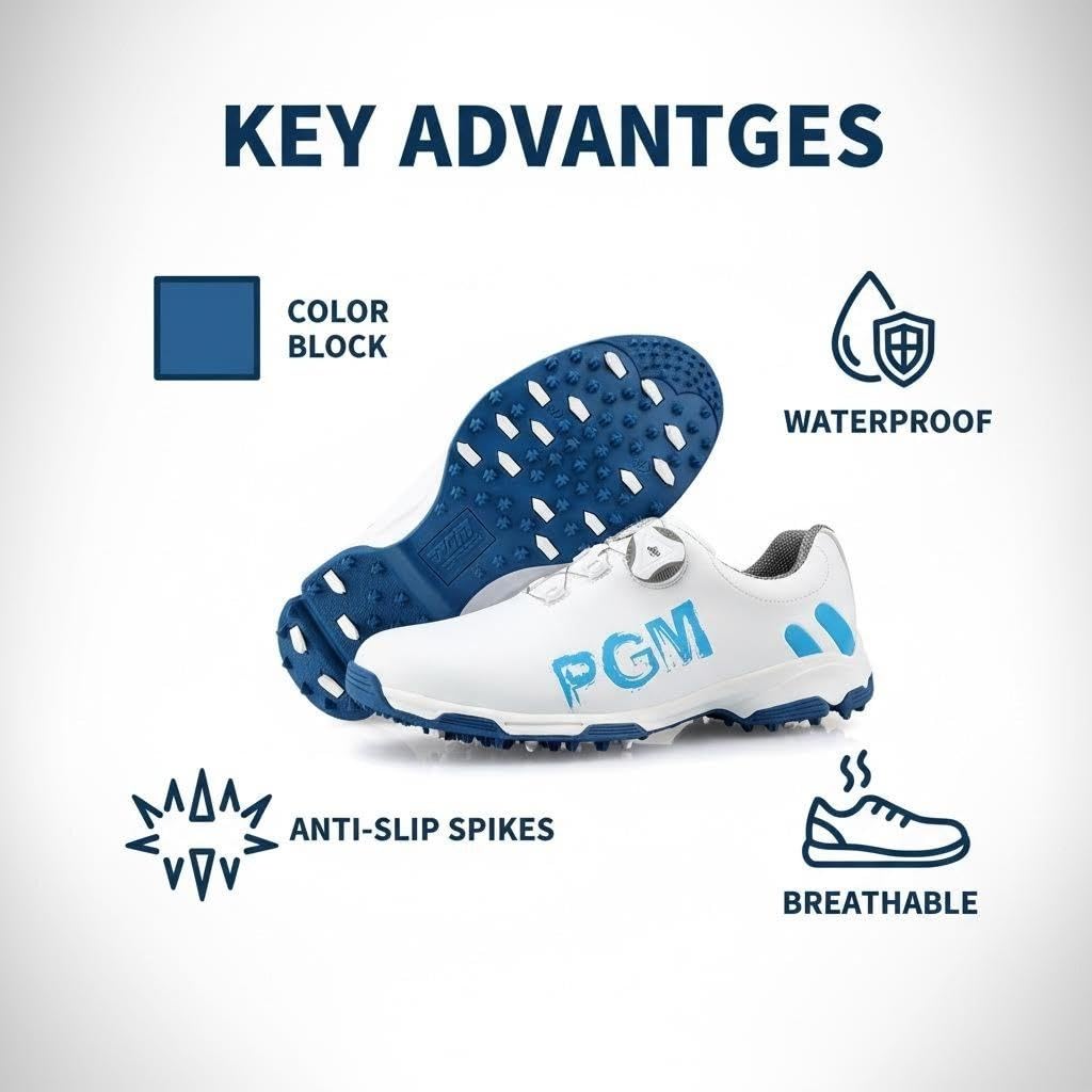 Chaussure de Golf Imperméable pour Hommes avec Système de Dentelle
