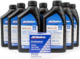 DmaxStore AC Delco DexosD 0w-20 Light Duty Diesel Engine Oil 19370138, 10-9277 and AC Delco PF66, 55495105, 19391402 Oil Filter LM2 Oil Change Kit For 3.0l Duramax