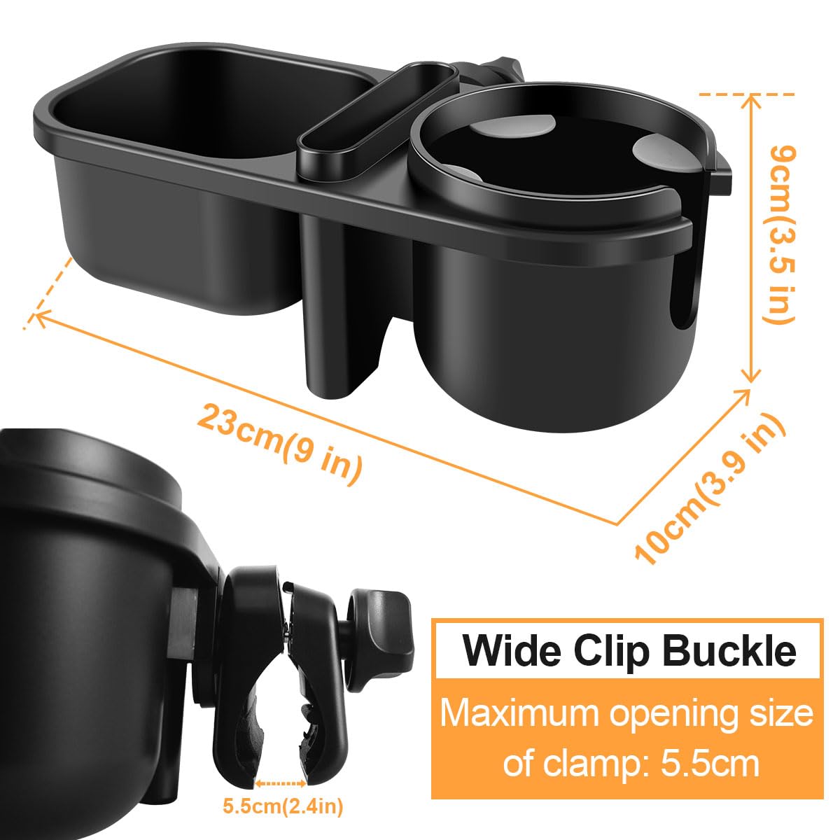 Porte-gobelet Universel Sound Way - 360° Rotatif - Pour Poussette, Vélo Et Fauteuil