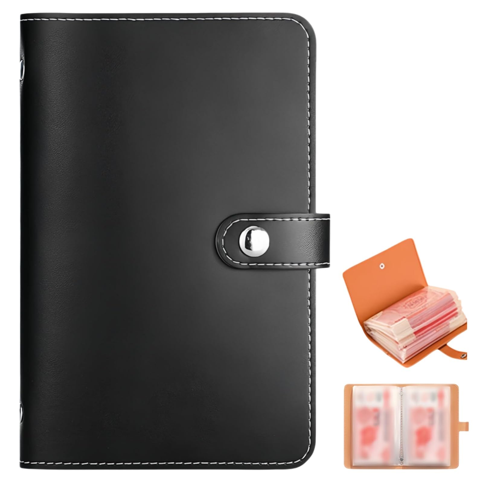 100 Envelopes Saving Challenge Book,Money Saving Wallet & Budget Binder,Cash Binder with 50 Pages,Money Wallets for Saving,Money Organiser & Cash Saving Book for Cash,Savings Challenge Book#Black