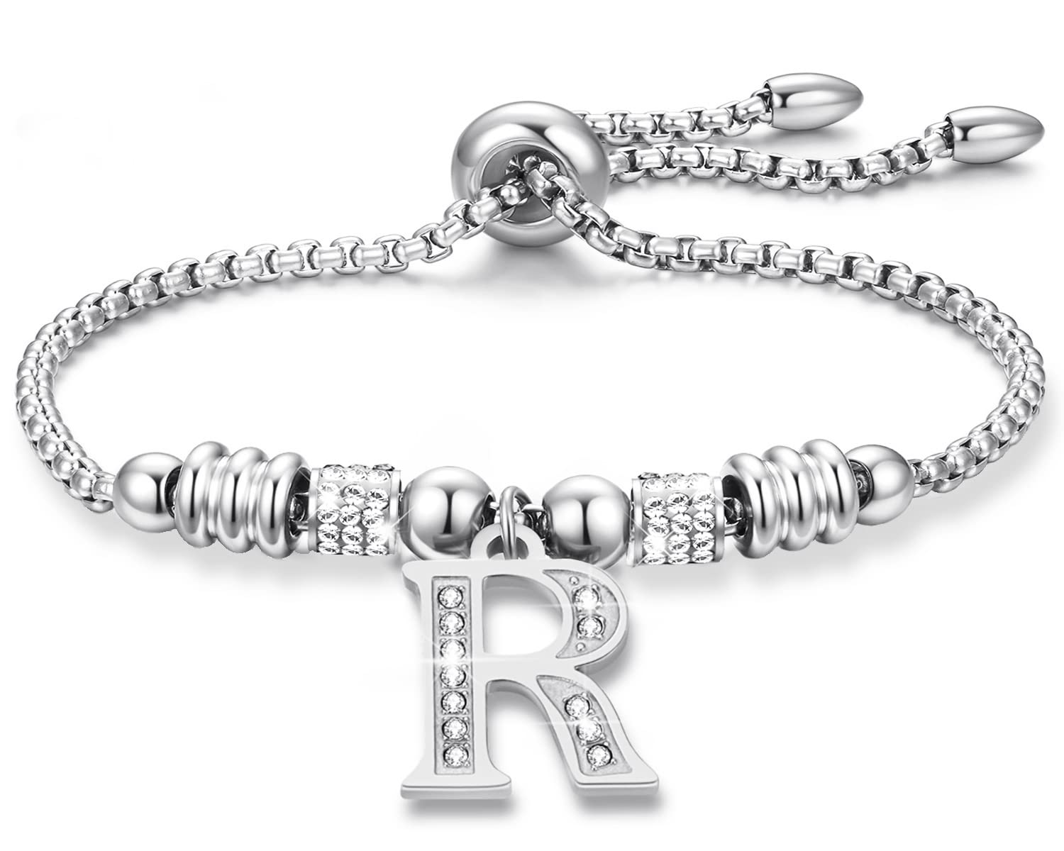 RoCetysellPulsera Inicial Mujer Personalizadas Regalos Dia de la Madre para Mama, Pulseras para Mujer Acero Inoxidable con Dije Inicial A-Z, Regalos Cumpleaños Originales para Mujer