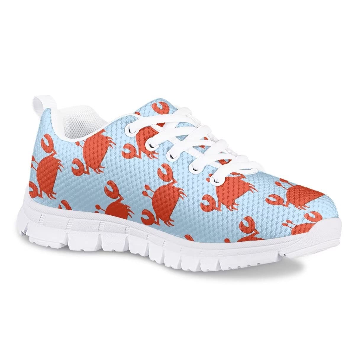 Hawapod Crab Blue Print Boys Girls Hiking Shoes Low Top Sneakers Outdoor Trekking Walking Climbing Running Shoe Lightweight Tennis Athletic Sneakers