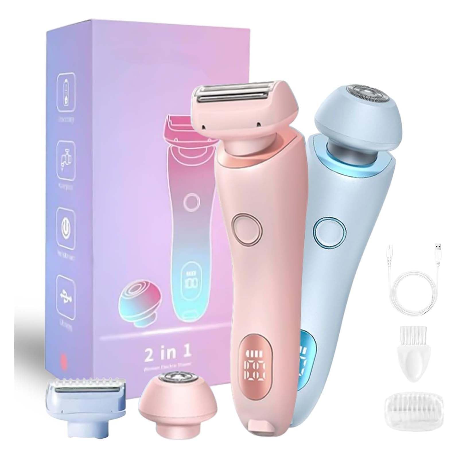 The Pro 3.0 Rasoio da donna, rasoio da donna, collezione rasoi 2 in 1 Wet Dry elettrico Lady Shaver, delicato sulla pelle, per gambe, braccia, ascelle, zona bikini (mix 2 pezzi)