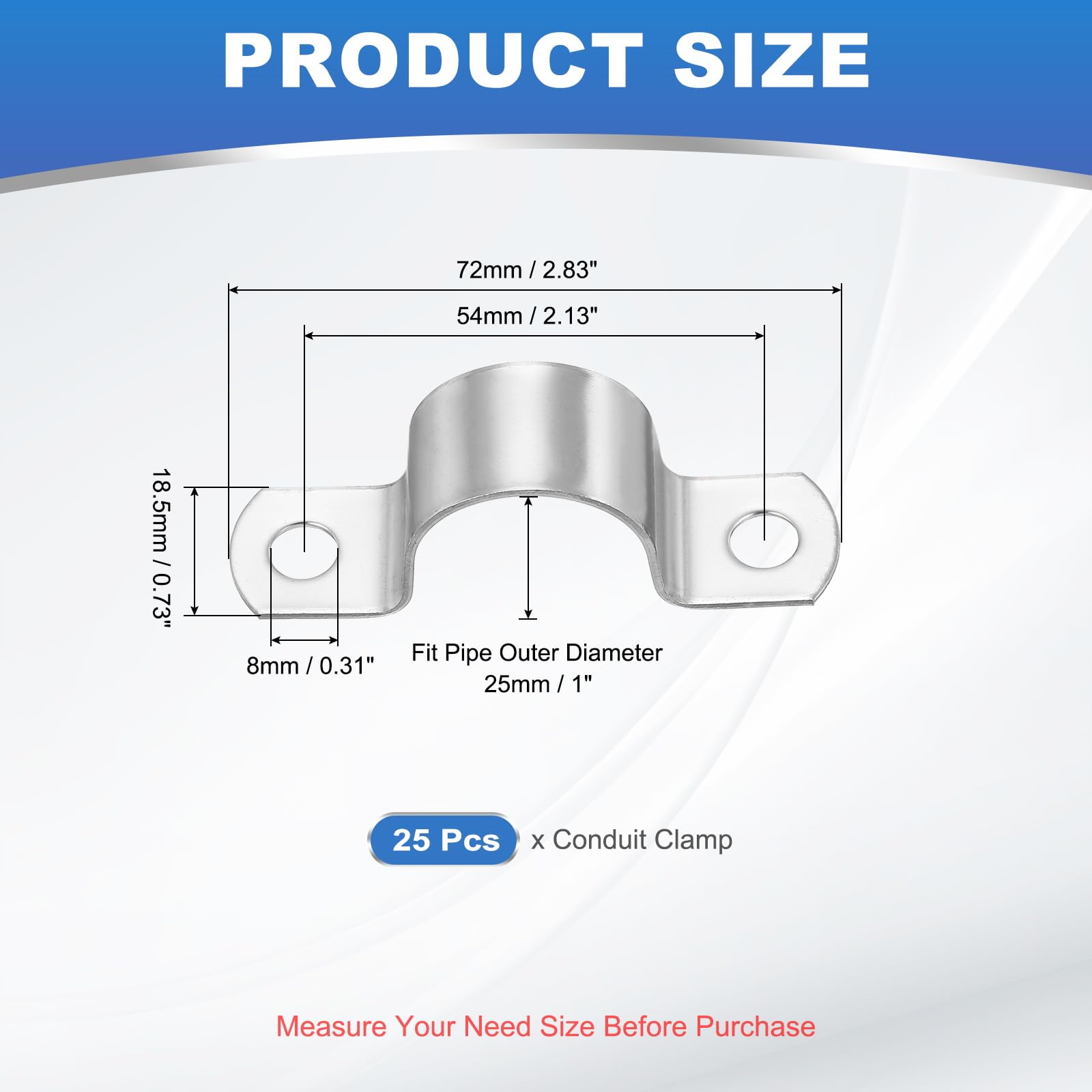 PATIKIL 25mm Rigid Pipe Strap - Image 2