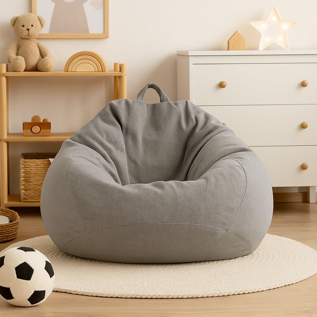 Pouf con imbottitura ecologica, pouf, poltrona relax, cuscino per il pavimento, sacco di fagioli (70 x 80 x 50 cm, 120 L), colore grigio scuro