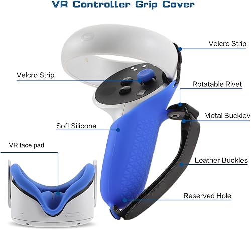 Miniatura 4 de OOAVR Controller Grip Cover for Oculus Quest 2,VR Silicone Face Pad,Lens Protection Cover,Thumbstick Covers,Sweat-ProofAnti-ThrowAdjustable(4pcs