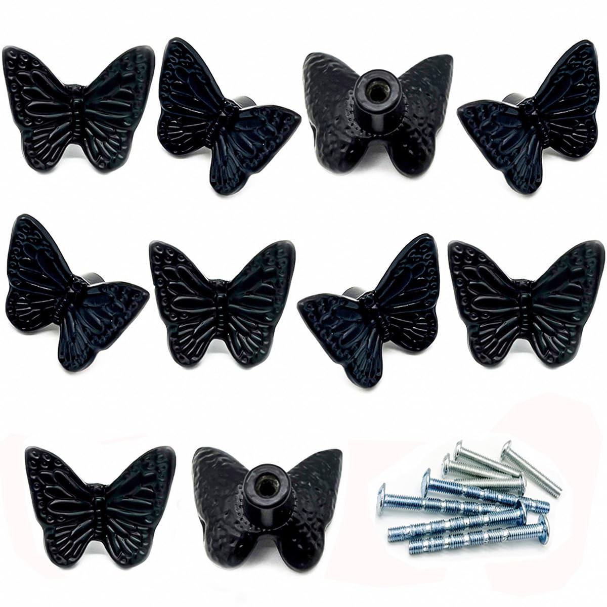 Boutons de porte papillon noir en métal pour remplacer des poignées usées