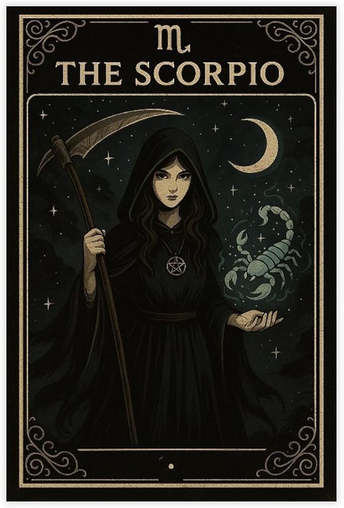 GHEGO Scorpio Tarot Art Print - Mystical Zodiac Wall Decor for Astrology And Magic Lovers Canvas Modern Poster Wall Art Prints Paintings Living Room Bedroom Decor 12x18inch(30x45cm)
