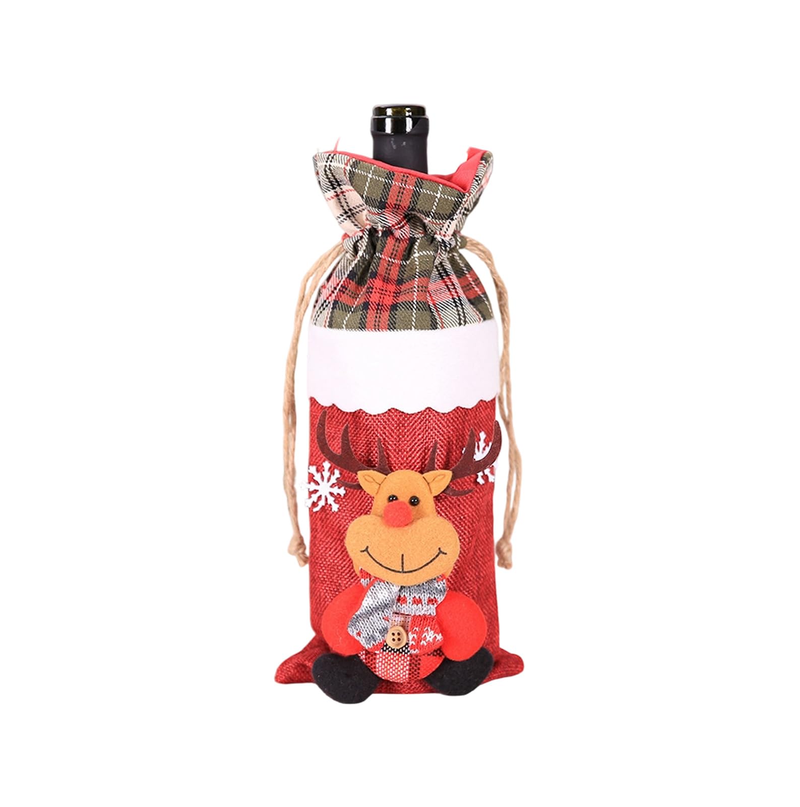 Buxuaaaa Holiday Themed Plush Wine Bottle Sleeve Santa Design Perfect for Christmas Gatherings and Festive Table Centerpieces Festive Holiday Wine Protector