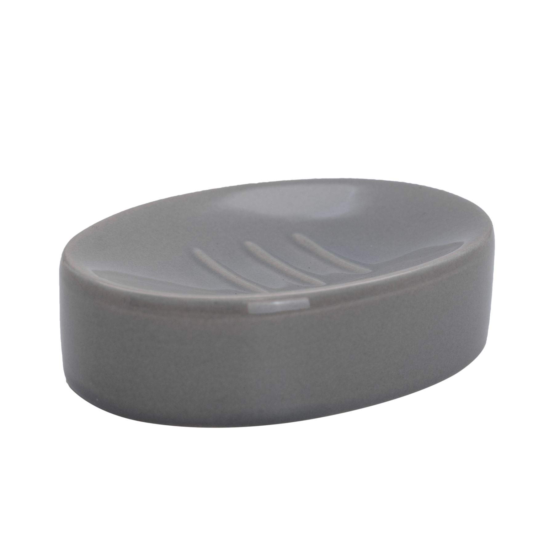 Harbour Housewares Soap Dish - Glazed Ceramic Bathroom Sink Holder Saver - Grey