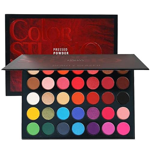 Paleta de sombras de ojos mates y brillantes resistentes al sudor y altamente pigmentadas, 35 colores, Paleta de maquillaje profesional y casero,