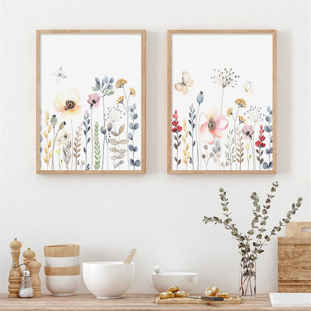 WUHBCZ Art Decor,Abstract Watercolor Floral Colorful Leaves Plants Boho Posters Wall Art Canvas Painting Print Pictures Living Room Interior Home Decor-30 * 50cm*2PCS (No Frame)