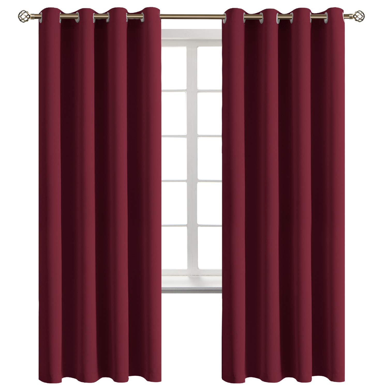 BGment Burgundy Blackout Curtains for Bedroom 72 Inch Long - 2 Panels