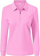 AjezMax Women's Long Sleeve Cotton Golf Work T-Shirt with Zip