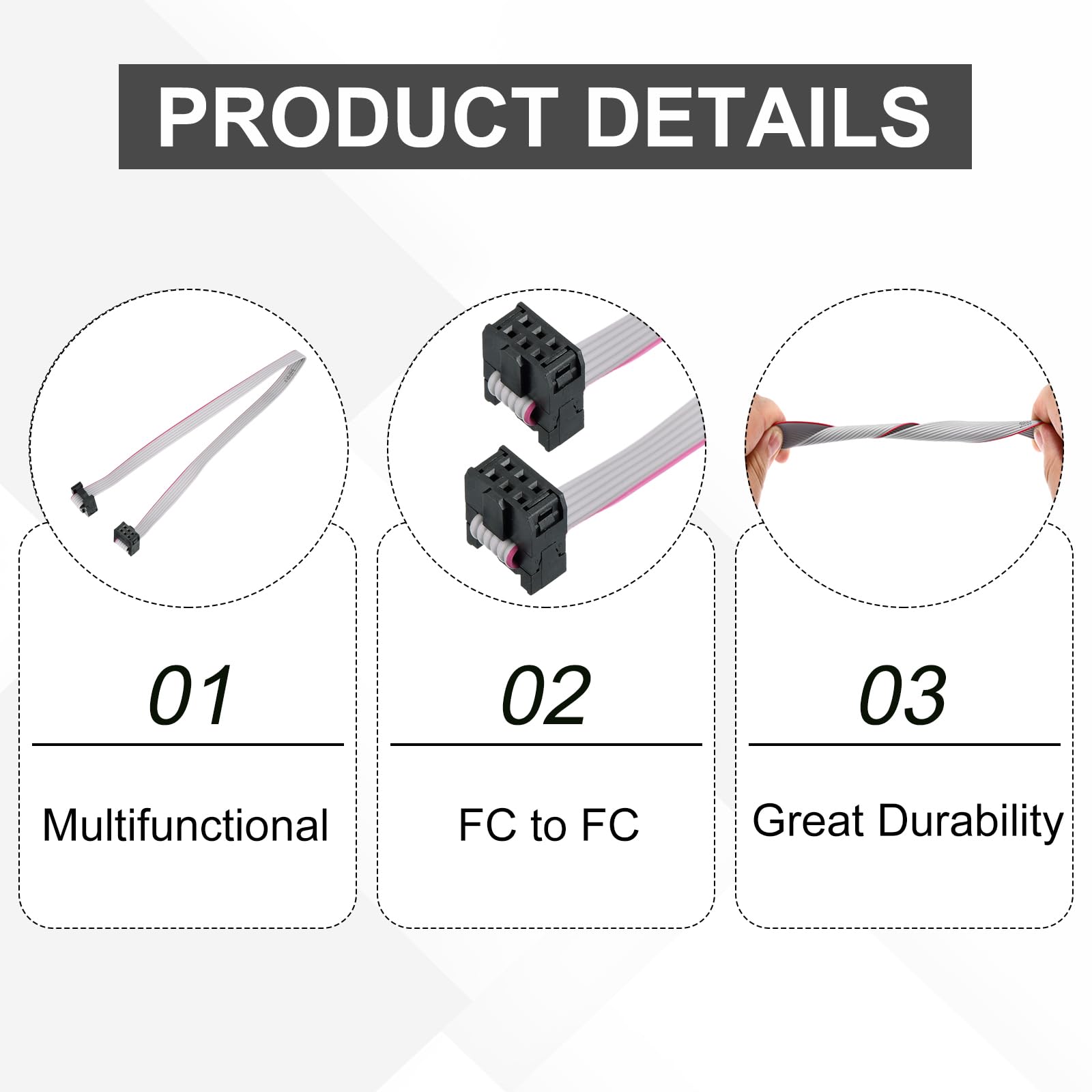 sourcing map 1 cavo a nastro piatto con connettore IDC, 6 pin, passo 2,54 mm, lunghezza 1 m, FC a FC doppio femmina, cavo a nastro piatto per elettronica industriale, grigio