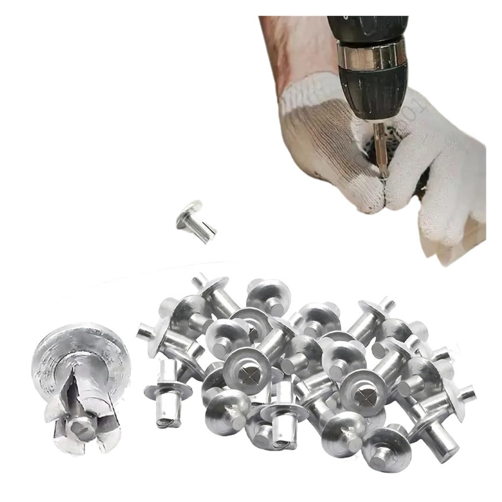 remaches ciegos, Remaches de martillo 500 piezas aluminio flor llamativa expansión soplado remaches cabeza redonda(5x9mm,30Pcs)