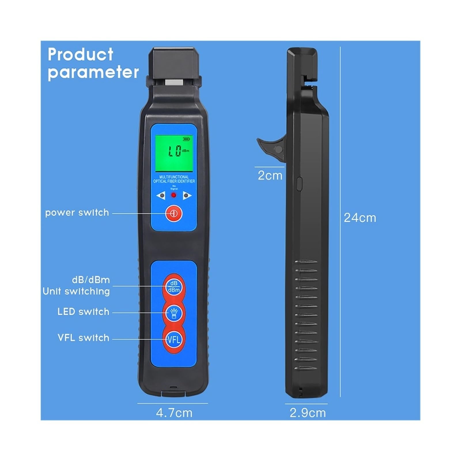 Probador de Fibra óptica Identificador De Fibra Óptica+VFL+luz LED con Localizador Visual Fallas Incorporado 10 MW | 40D