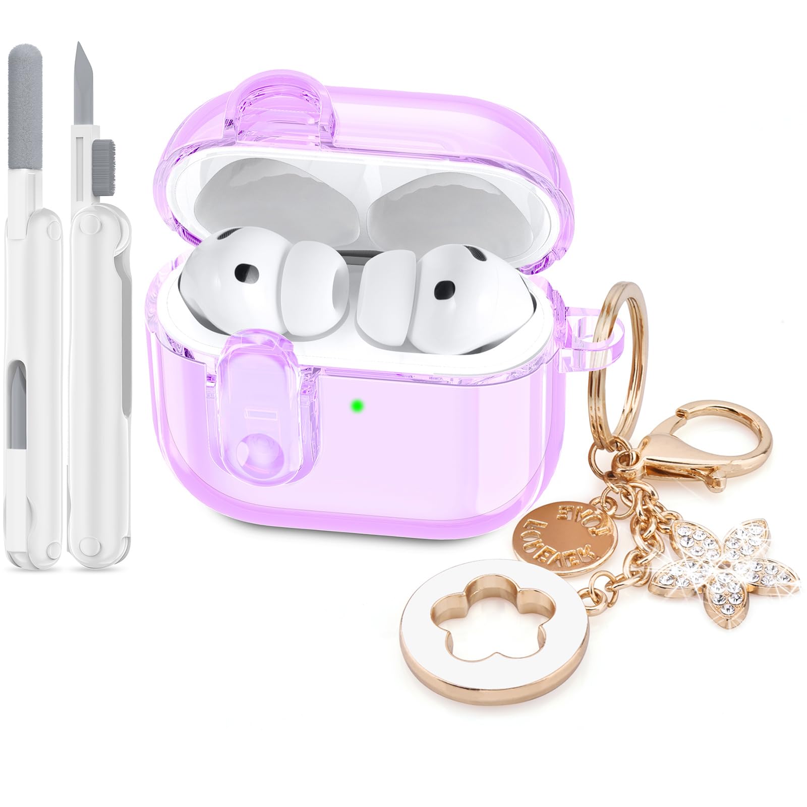 Clear Case for Airpods Pro 3 Case 2025 Women, VISOOM Clear New Apple AirPods iPods Pro3 Cases Protector Cover Cute Transparent Air pods Ipod Pro 3rd Gen Cases With Lock/Keychain/Cleaning Kit for women