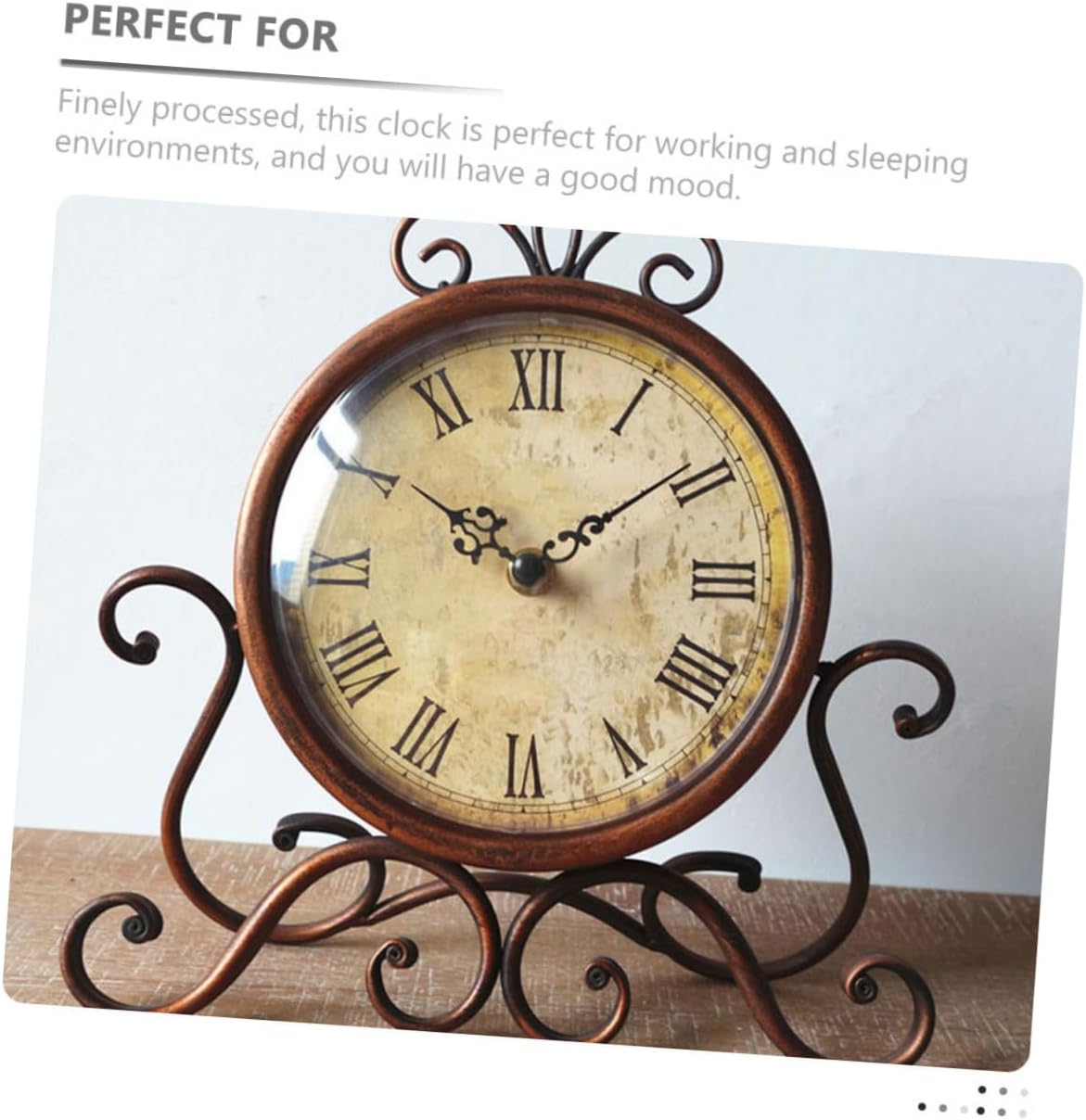 Retro Table Clock Non Ticking Design Elegant Mantel Clock for Living Room and Bedroom Decor European Style Battery for Home Office Spaces