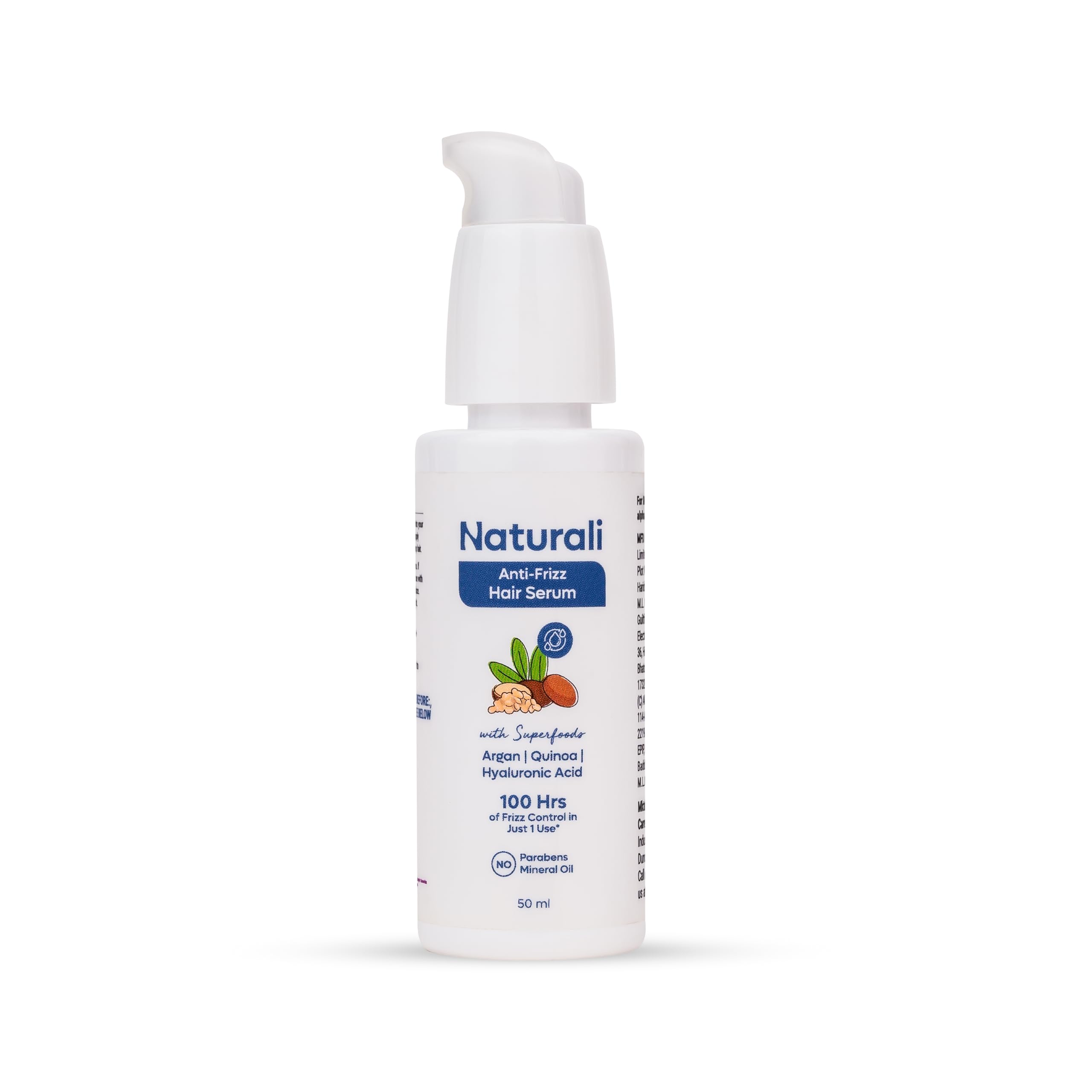 Naturali Anti-Frizz Serum with Argan Oil, Quinoa & Hyaluronic Acid | 100 hours of frizz control | Leaves hair smooth with a glossy finish| Sulphate & Paraben Free Everyday Shampoo For Women & Men | 50ml-image-17