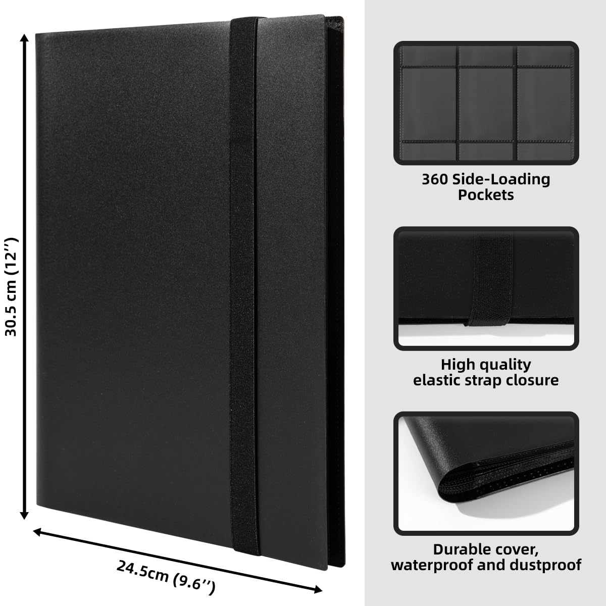 efunkdog Raccoglitore Carte, Album portacarte collezionabili 9 tasche, Capacità di 360 carte per TCG e carte sportive (Nero)