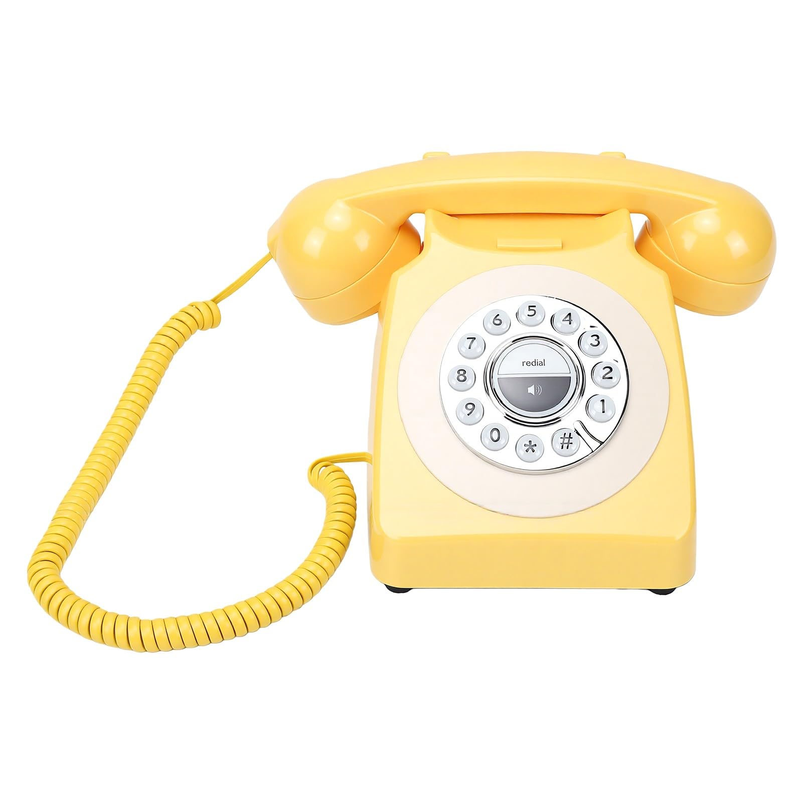 Annadue Telefono Bluetooth Cordless retrò con Ricevitore, Supporto per Chiamate in Vivavoce, Riproduzione Musicale e Ricarica Rapida per la Fissa dell'ufficio Domestico (YELLOW)