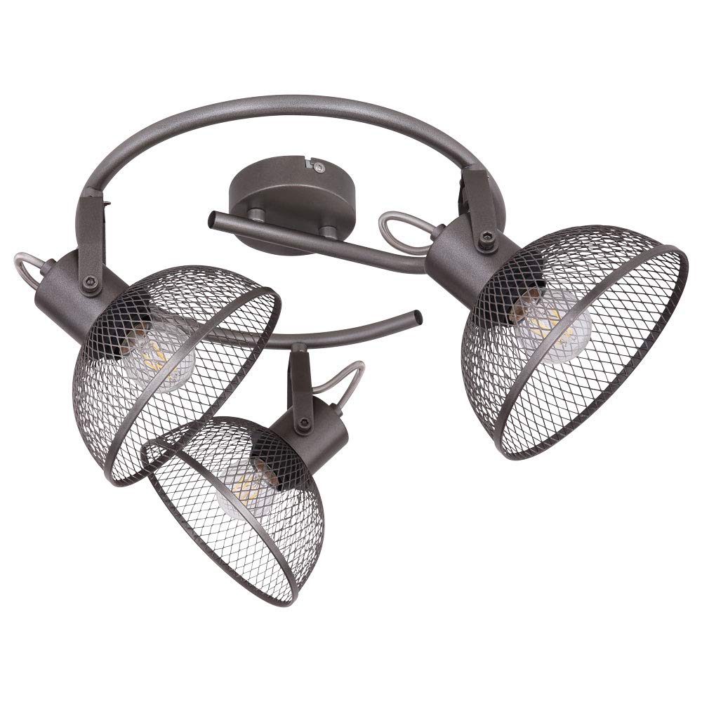 Deckenleuchte 3 Flammig Spotleuchte schwenkbar Deckenlampe Gitterschirme, Metall, 3x E27 Fassungen, DxH 30x20,6 cm