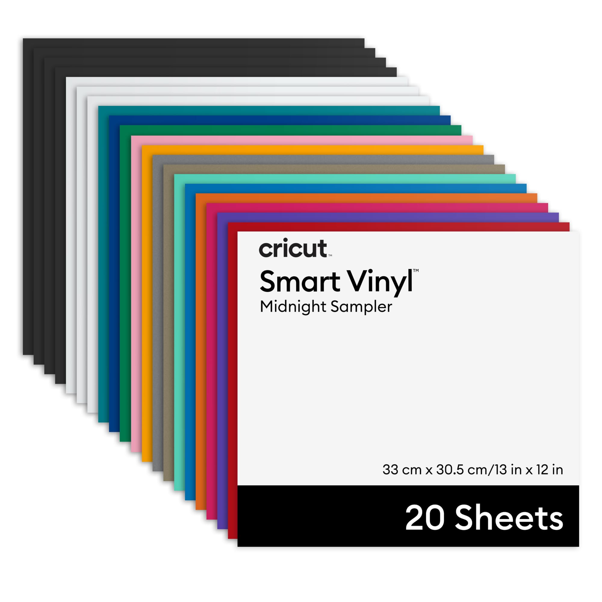 Cricut® Smart Vinyl™ Matless Permanent Vinyl, Colorful Sampler – 13 in x 12 in (20 ct)