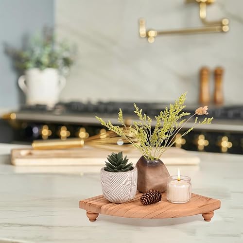 Miniatura 4 de Soporte de jabón con pedestal de madera, elevadores de madera para exhibición, bandeja dispensadora de jabón decorativa, organizador de encimera de