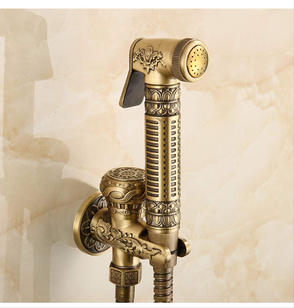 Rubinetto Per Bidet In Ottone A Parete Rubinetto Per Spruzzatore Per Wc Rubinetto Per Pulizia Mop Da Bagno Antico, Tubo + Supporto + Spruzzatore Stile A