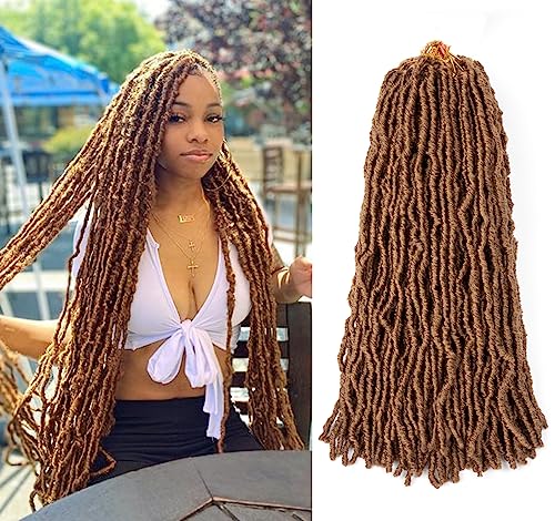 Brown Soft Locs 24 Inch-Faux Locs Crochet Hair For Black Women 7 Packs Crochet Locs Goddess Locs Crochet Hair Pre Looped Braiding Hair Extensions (24 Inch (Pack of 7), #30)