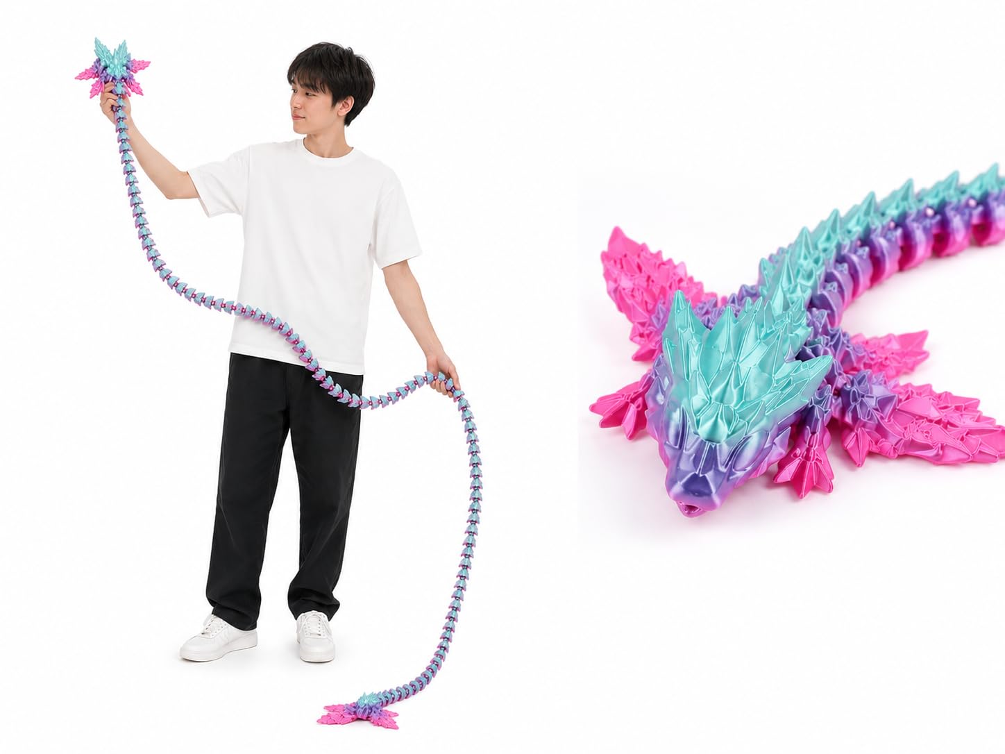 critigulf 3D Printed Giant Long Dragon - Largest Size Toothless Dragon with Wings and Pangolin Features