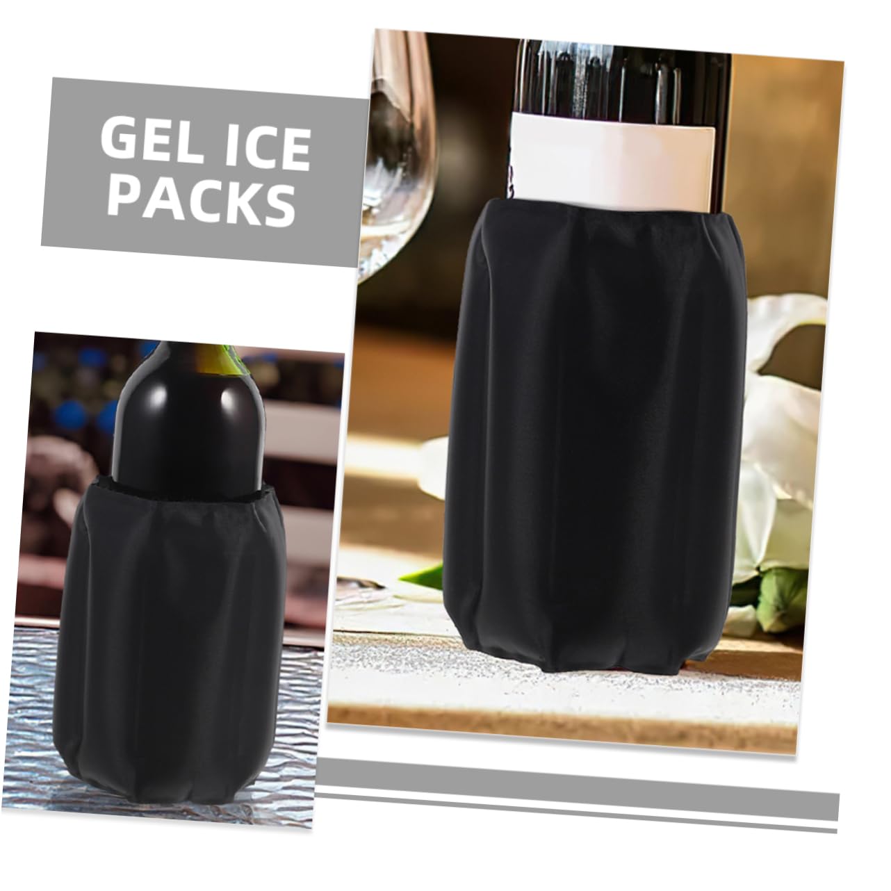 Mikikit 2 pièces Housse de Refroidissement pour Bouteilles de Vin et Gel Isolant Réutilisable Maintien Température Design Élégant et Portable