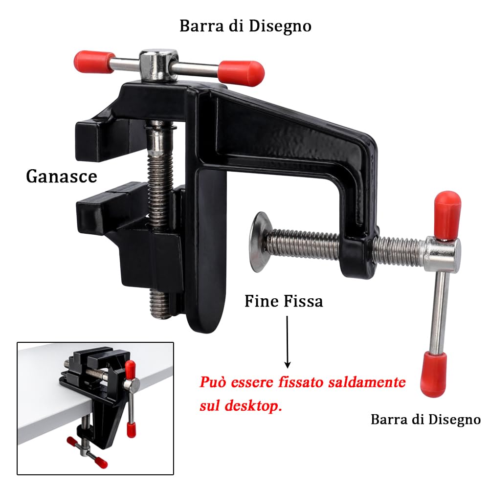 Mesee Mini Morsetto da Tavolo Universale, Micro Morsa da Tavolo per Trapano, Morsetto di Serraggio in Lega di Alluminio per Riparazioni, Scultura, Modellismo, Lavori Manuali