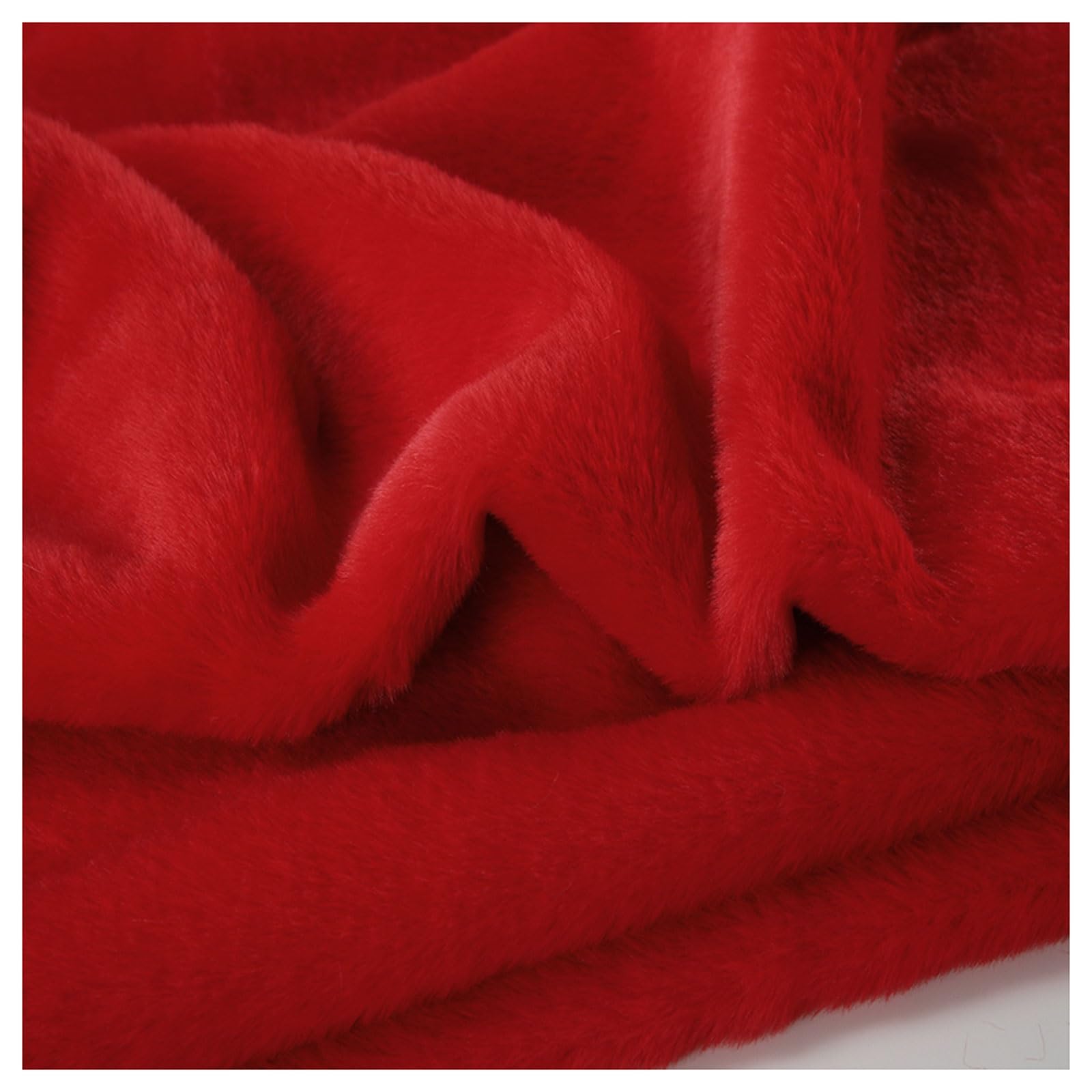 Short Pile Fun Faux Fur Fabric Material, 63 Colors Smooth Faux Fur Material Squares Soft Plush Craft and Hobby Fabric, Fluffy Fabric Craft Cut Strip for Sewing, Pet Beds, 50x50cm (Color : Red) โ image 1
