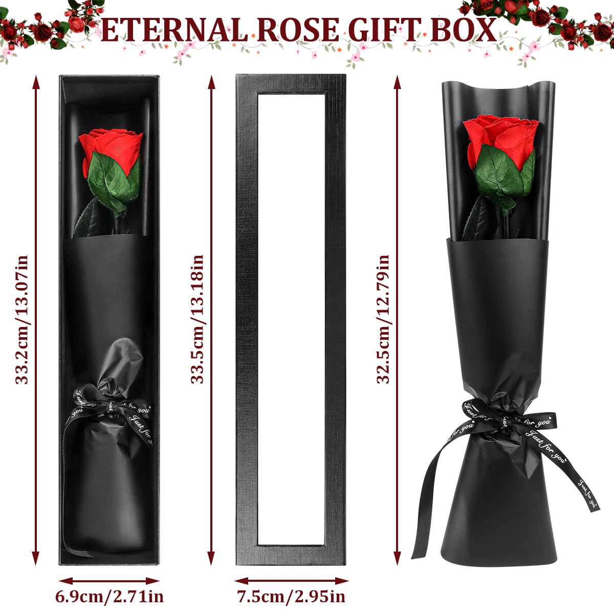 27 Roses Éternelles En Coffret Cœur - Cadeau Romantique Pour Femme, Durée 2-3 Ans - Saint-Valentin, Anniversaire, Noël