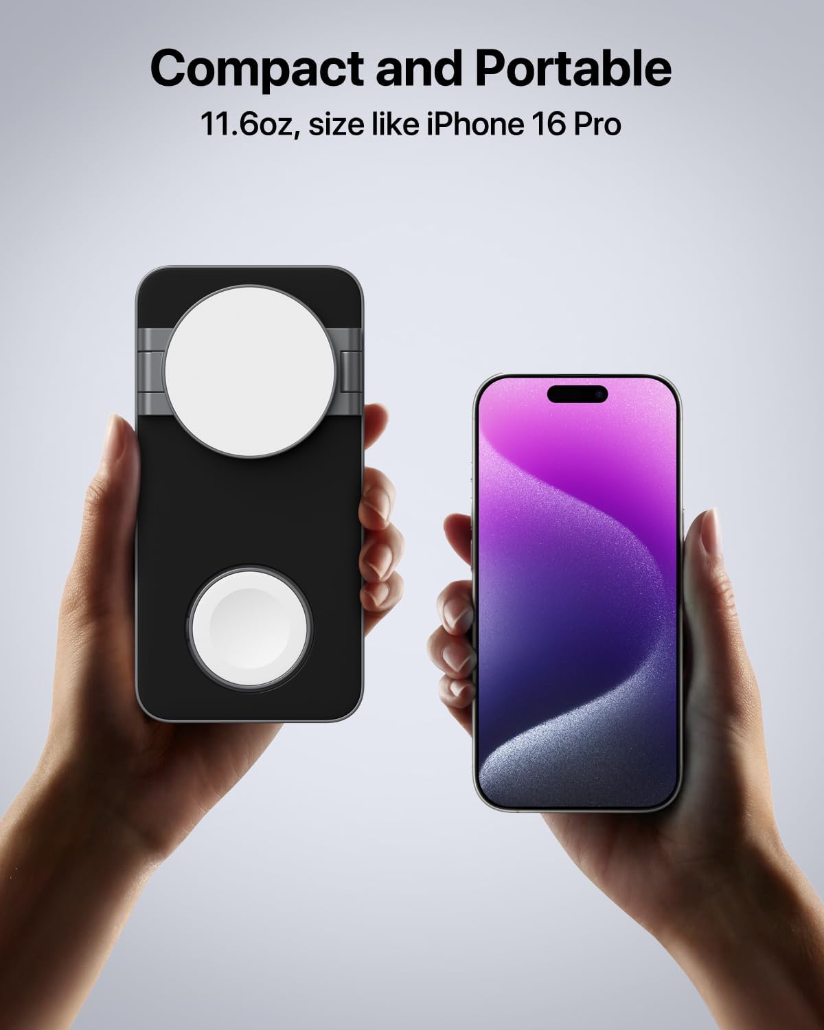 Stazione di ricarica wireless 3 in 1 per dispositivi Apple, supporto magnetico pieghevole da viaggio compatibile con MagSafe per iPhone Air/serie 17/16/15/14/13/12, Apple Watch e AirPods Pro/3/2, nero