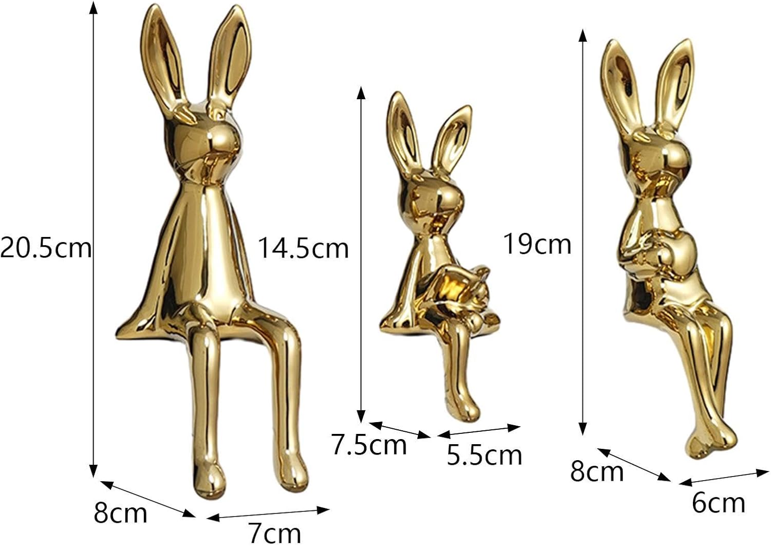 Fenteer Figurine Sculpture Sitting Statue Ornament Bunny Miniature Christmas Table Runner Ceramic Polyester Suitable for Gift Giving Home Decoration Office Li
