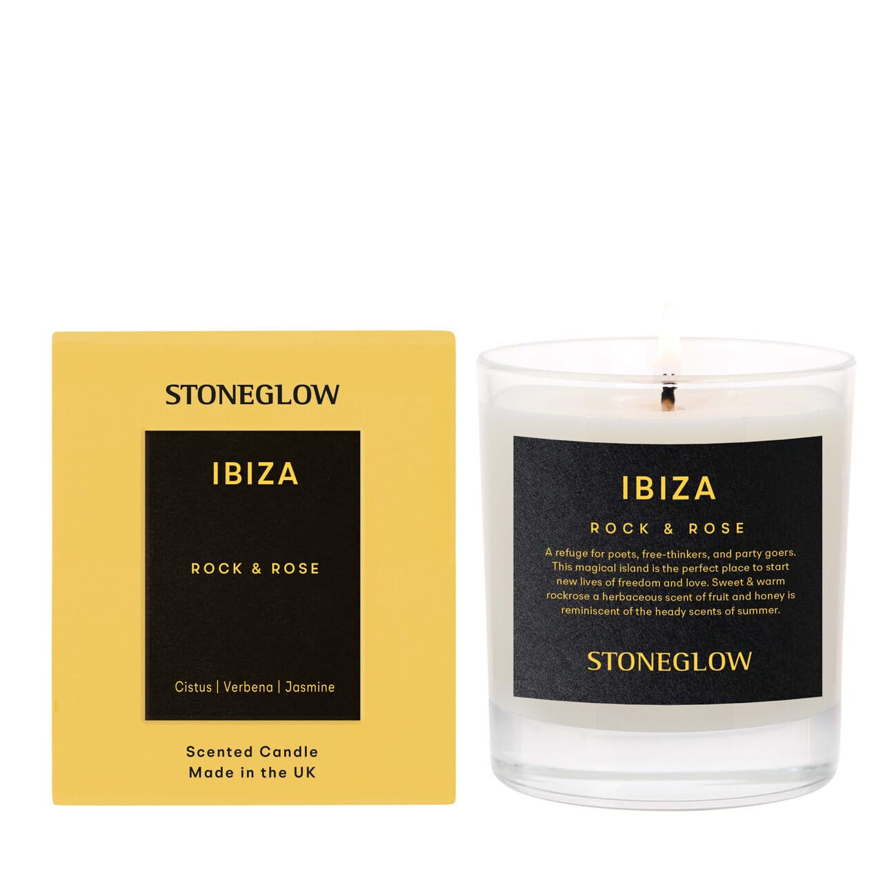 Stoneglow The Explorer Collection - Ibiza 200 Grams Scented Candle - Cistus, Verbena, Jasmine - Yellow
